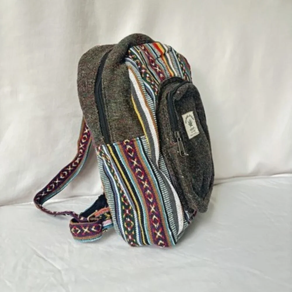 Handcrafted Nepal‎ Hemp Backpack | Boho Hippie Festival Bag
